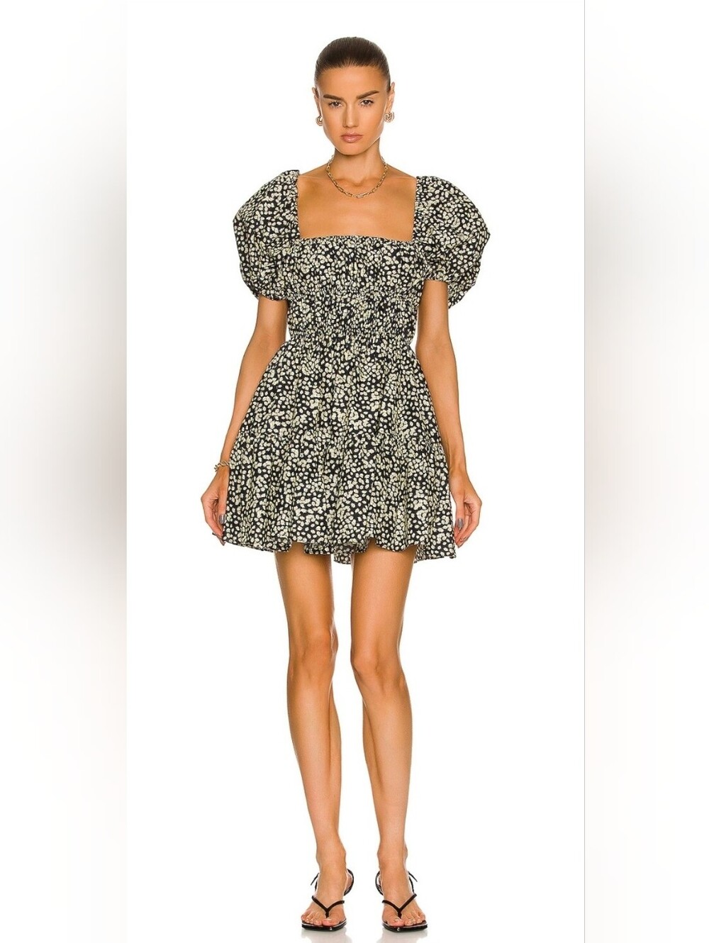 NWOT Matteau Shirred Mini Dress In Midnight Daisy